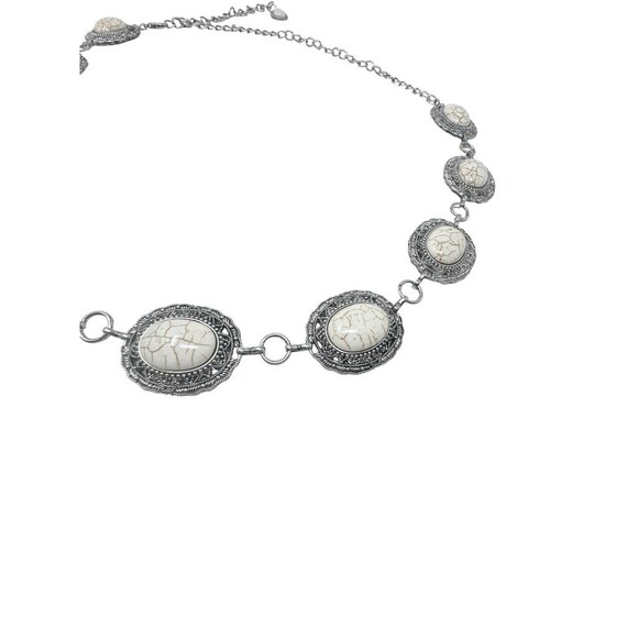 Southwestern concho belt womens Silver & White Faux Howlite Turquoise main image 5
